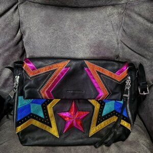 Aimee Kestenberg Bali Stardust Novelty Leather Hobo Bag Black